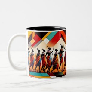 Abstrakt African Art Masai Geometric Zweifarbige Tasse