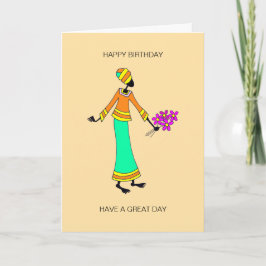 Abstrakt, afrikanische Kunstdame und Blumengeburt Karte