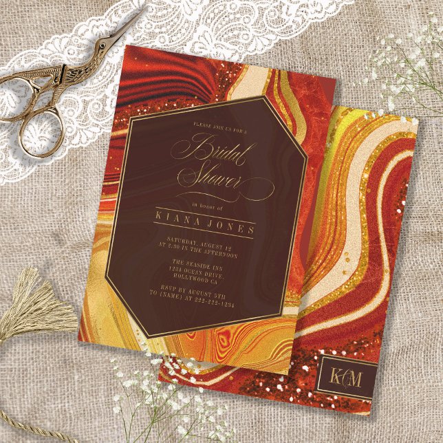 Abstrakt Agate Brautparty Hot Orange ID827 (Front/Back In Situ)