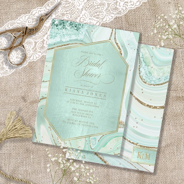 Abstrakt Agate Brautparty Mint ID827 (Front/Back In Situ)