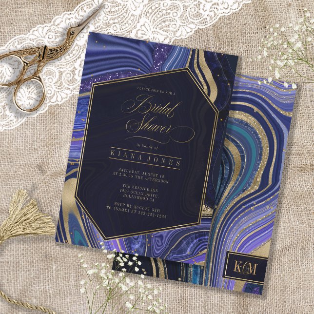 Abstrakt Agate Brautparty Mitternacht ID827 (Front/Back In Situ)