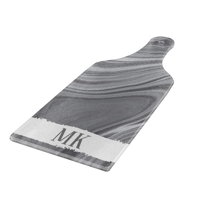 Abstrakt Agate Gray Marble Swirl Schneidebrett (Ecke)