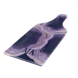 Abstrakt Agate Lila und Gold Marmorwirl Schneidebrett
