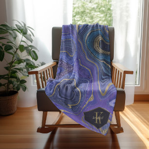 Abstrakt Agate Monogram Midnight ID827 Fleecedecke
