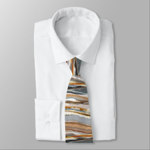 Abstrakt Agate Stripe Tan Gray Cream Neck Tie Krawatte