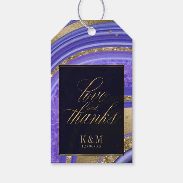 Abstrakt Agate Wedding Danke Midnight ID827 Geschenkanhänger (Vorderseite)