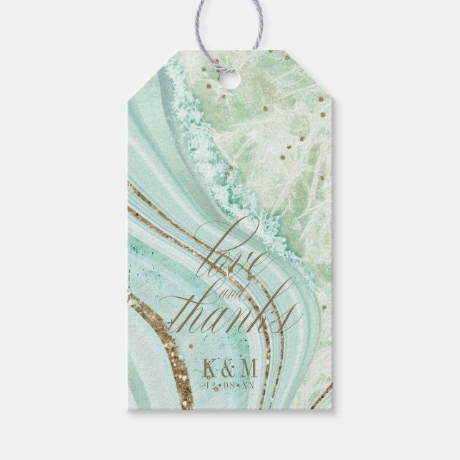 Abstrakt Agate Wedding Danke Mint ID827 Geschenkanhänger (Vorderseite)