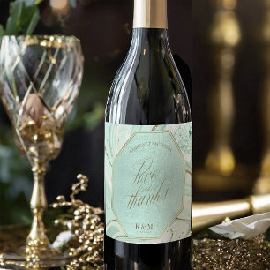 Abstrakt Agate Wedding Danke V1 Mint ID827 Weinetikett