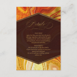 Abstrakt Agate Wedding Details Hot Orange ID827 Begleitkarte