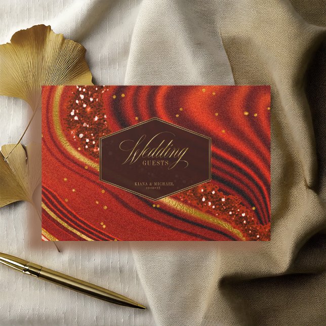 Abstrakt Agate Wedding Hot Orange ID827 Gästebuch (Von Creator hochgeladen)