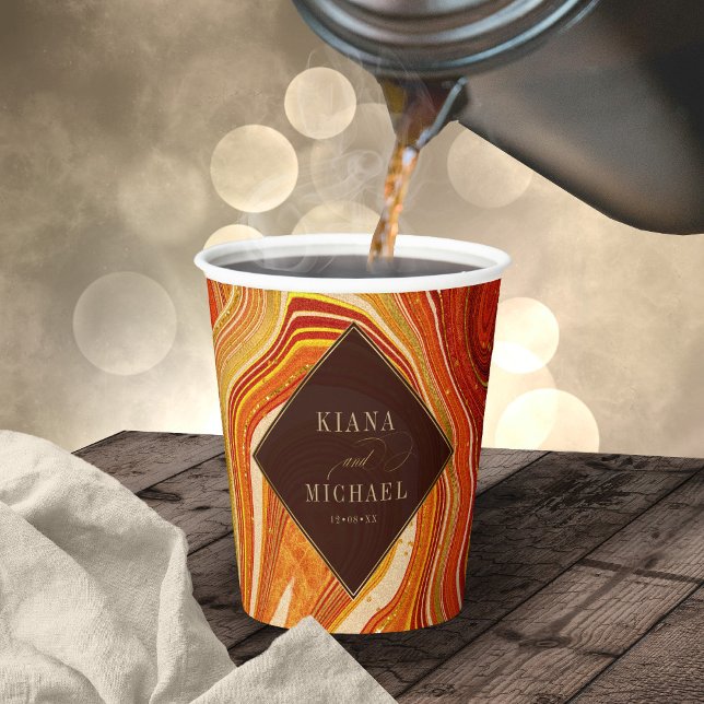 Abstrakt Agate Wedding Hot Orange ID827 Pappbecher (Von Creator hochgeladen)