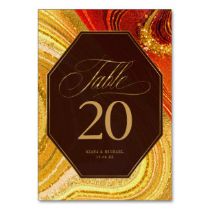 Abstrakt Agate Wedding Hot Orange ID827 Tischnummer