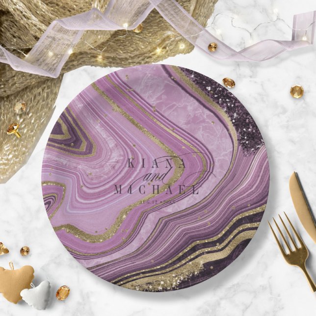 Abstrakt Agate Wedding Mauve ID827 Pappteller (Von Creator hochgeladen)