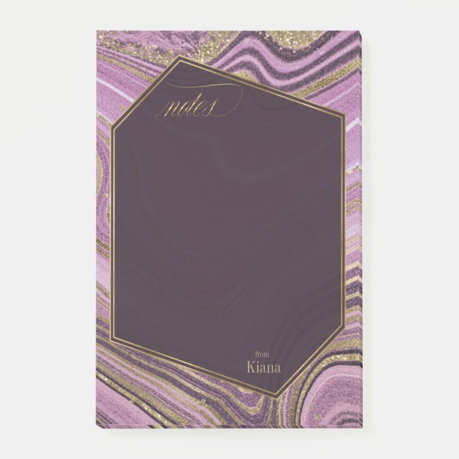 Abstrakt Agate Wedding Mauve ID827 Post-it Klebezettel (Vorderseite)