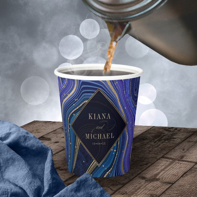 Abstrakt Agate Wedding Midnight ID827 Pappbecher (Von Creator hochgeladen)