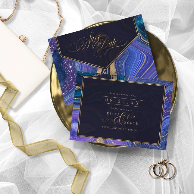 Abstrakt Agate Wedding Midnight ID827 Save The Date (Von Creator hochgeladen)