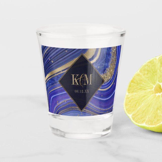 Abstrakt Agate Wedding Midnight ID827 Schnapsglas (Vorderseite)