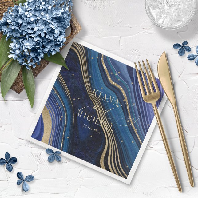 Abstrakt Agate Wedding Midnight ID827 Serviette (Von Creator hochgeladen)