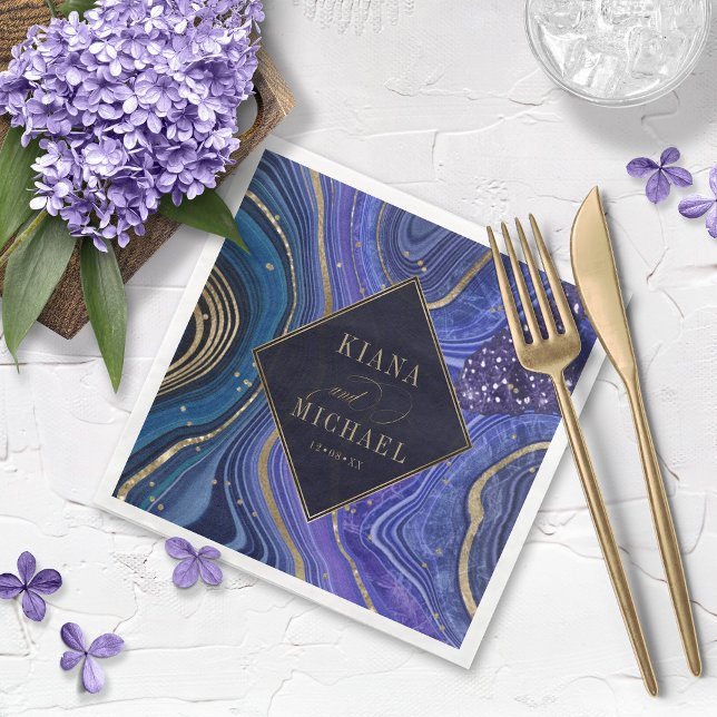 Abstrakt Agate Wedding Midnight v2 ID827 Serviette (Von Creator hochgeladen)