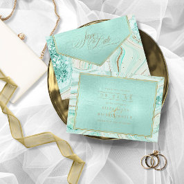 Abstrakt Agate Wedding Mint ID827 Save the Date
