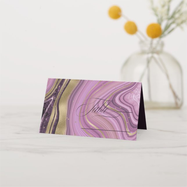 Abstrakt Agate Wedding Table Mauve ID827 Platzkarte (Vorderseite)