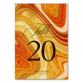 Abstrakt Agate Wedding V2 Hot Orange ID827 Tischnummer