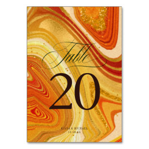 Abstrakt Agate Wedding V2 Hot Orange ID827 Tischnummer