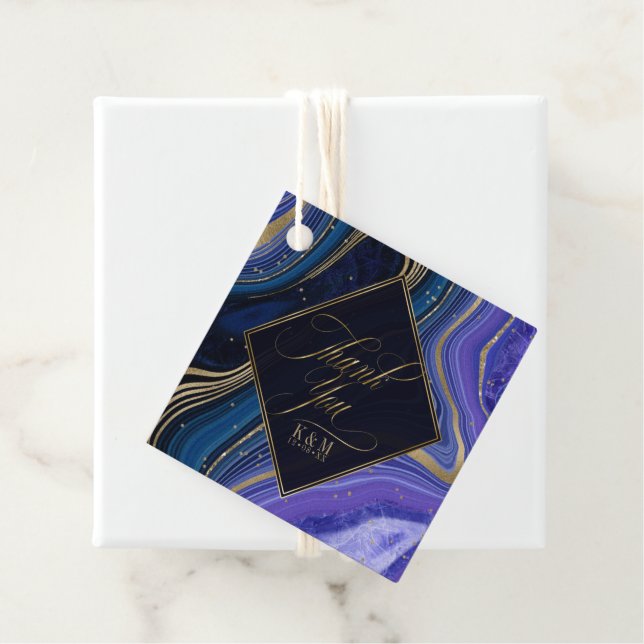 Abstrakt Agate Wedding Vielen Dank Mitternacht ID8 Geschenkanhänger (Beispiel)