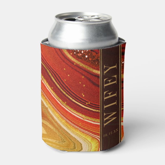 Abstrakt Agate Wedding Wifey Hot Orange ID827 Dosenkühler (Kanne Vorderseite)