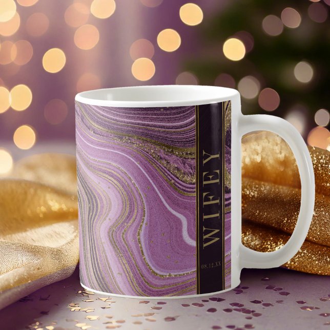 Abstrakt Agate Wedding Wifey Mauve ID827 Kaffee Kaffeetasse (Von Creator hochgeladen)