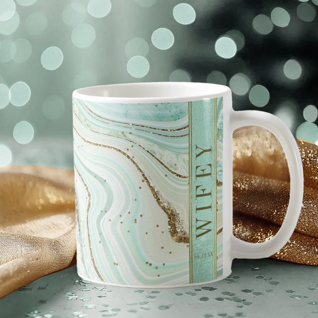 Abstrakt Agate Wedding Wifey Mint ID827 Kaffeetasse (Von Creator hochgeladen)