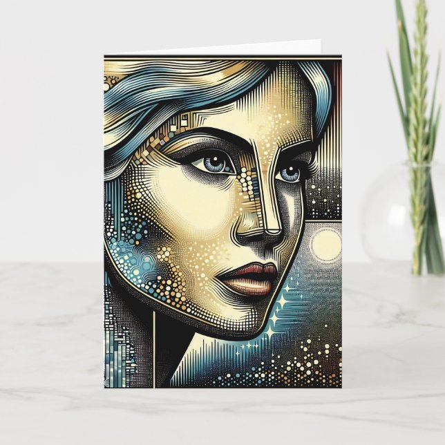 Abstrakt Ai Art | Frauengesicht Karte (Vorderseite)