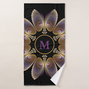 Abstrakt Angel Wings Mandala Fraktal Monogram Badehandtuch