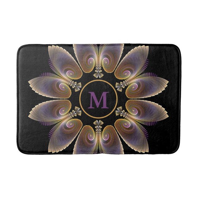 Abstrakt Angel Wings Mandala Fraktal Monogram Badematte (Vorderseite)