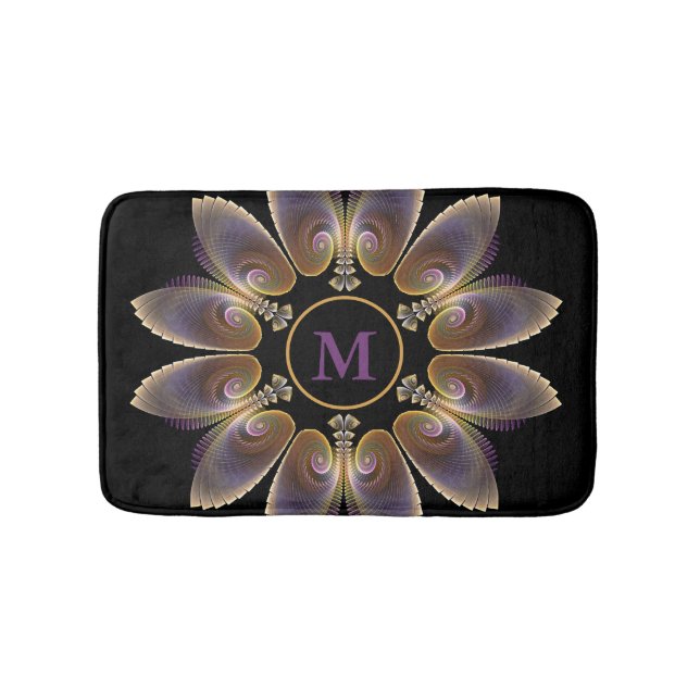 Abstrakt Angel Wings Mandala Fraktal Monogram Badematte (Vorderseite)