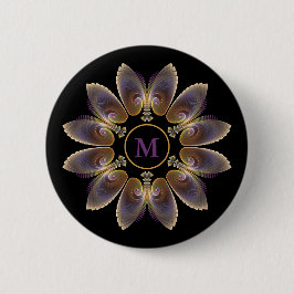 Abstrakt Angel Wings Mandala Fraktal Monogram Button