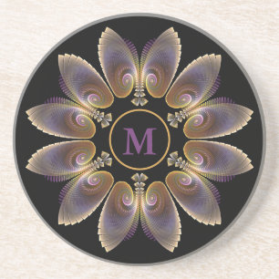 Abstrakt Angel Wings Mandala Fraktal Monogram Getränkeuntersetzer