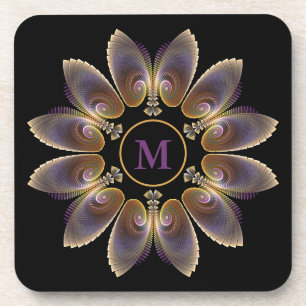 Abstrakt Angel Wings Mandala Fraktal Monogram Getränkeuntersetzer