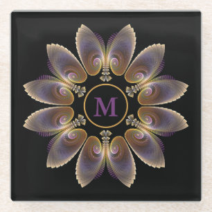 Abstrakt Angel Wings Mandala Fraktal Monogram Glasuntersetzer