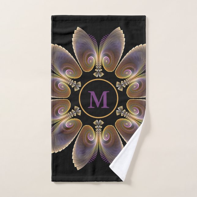 Abstrakt Angel Wings Mandala Fraktal Monogram Handtuch (Handtuch)