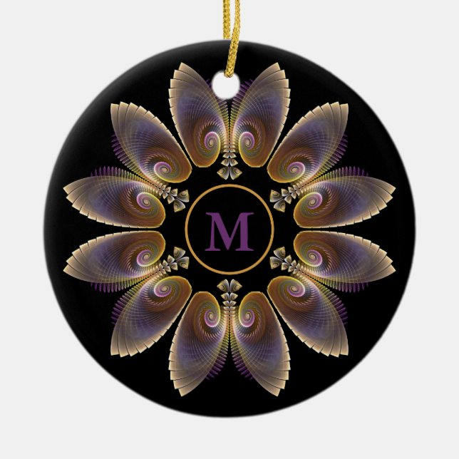 Abstrakt Angel Wings Mandala Fraktal Monogram Keramik Ornament (Vorne)
