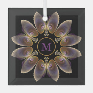 Abstrakt Angel Wings Mandala Fraktal Monogram Ornament Aus Glas