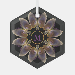 Abstrakt Angel Wings Mandala Fraktal Monogram Ornament Aus Glas