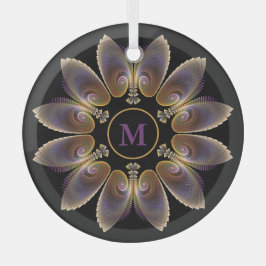 Abstrakt Angel Wings Mandala Fraktal Monogram Ornament Aus Glas