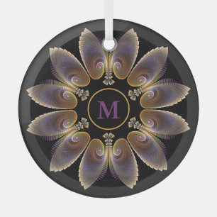 Abstrakt Angel Wings Mandala Fraktal Monogram Ornament Aus Glas