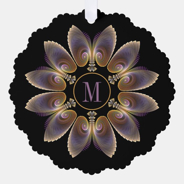 Abstrakt Angel Wings Mandala Fraktal Monogram Ornament Karte (Vorderseite)