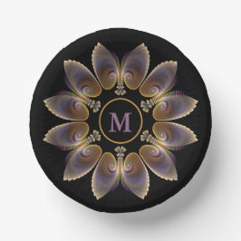 Abstrakt Angel Wings Mandala Fraktal Monogram Pappteller