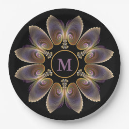 Abstrakt Angel Wings Mandala Fraktal Monogram Pappteller