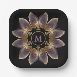Abstrakt Angel Wings Mandala Fraktal Monogram Pappteller