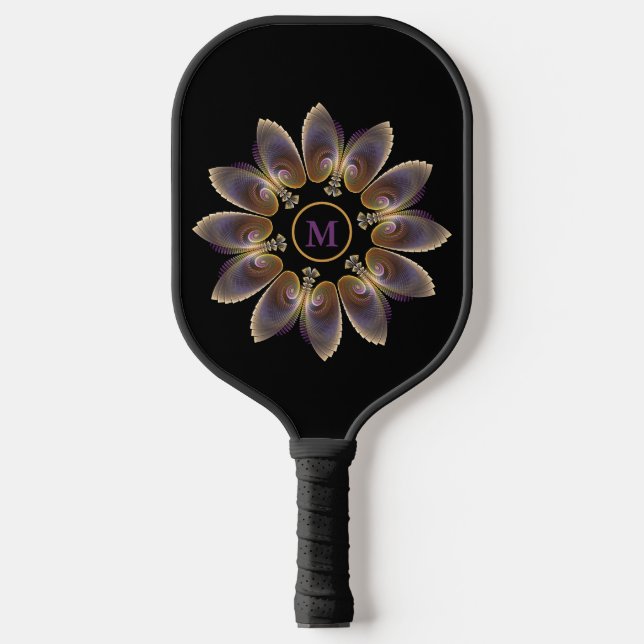 Abstrakt Angel Wings Mandala Fraktal Monogram Pickleball Schläger (Vorderseite)